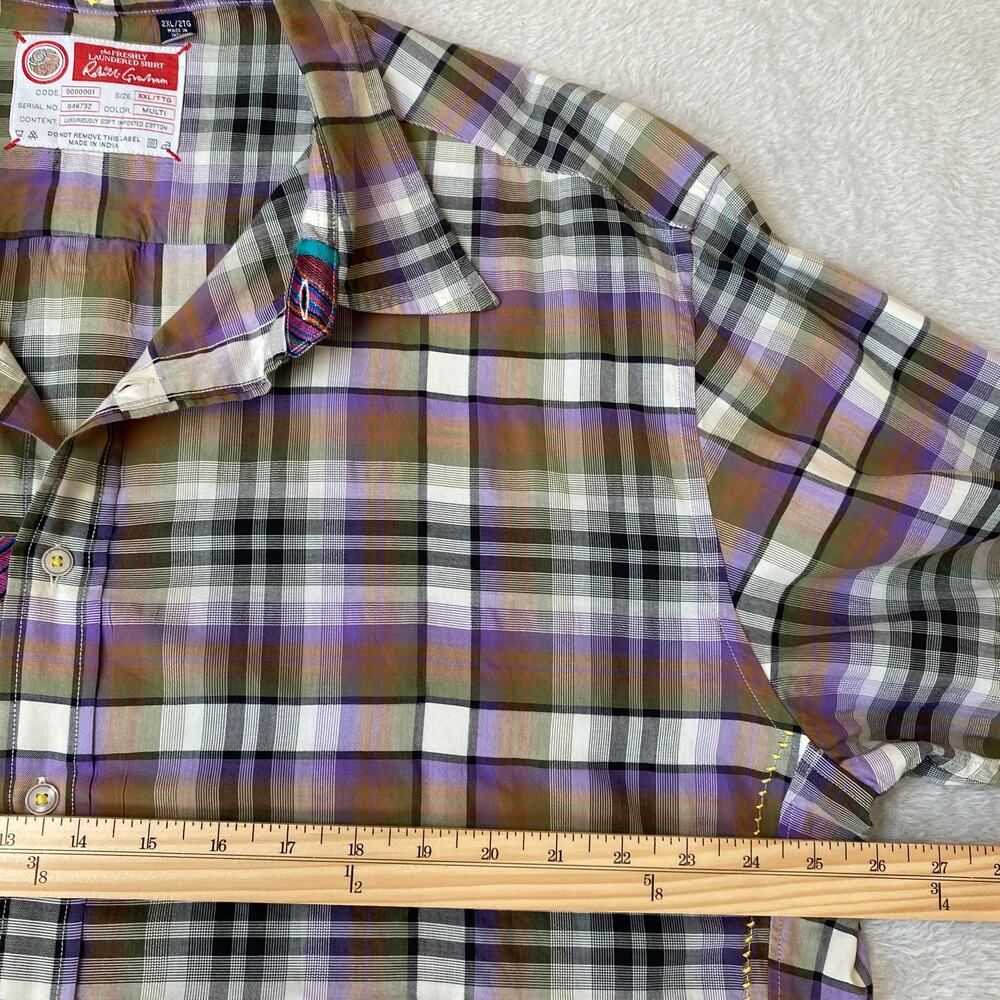Robert Graham Freshly Laundered Shirt Men XXL Purple Plaid Embroidered Button Up - Picture 10 of 12